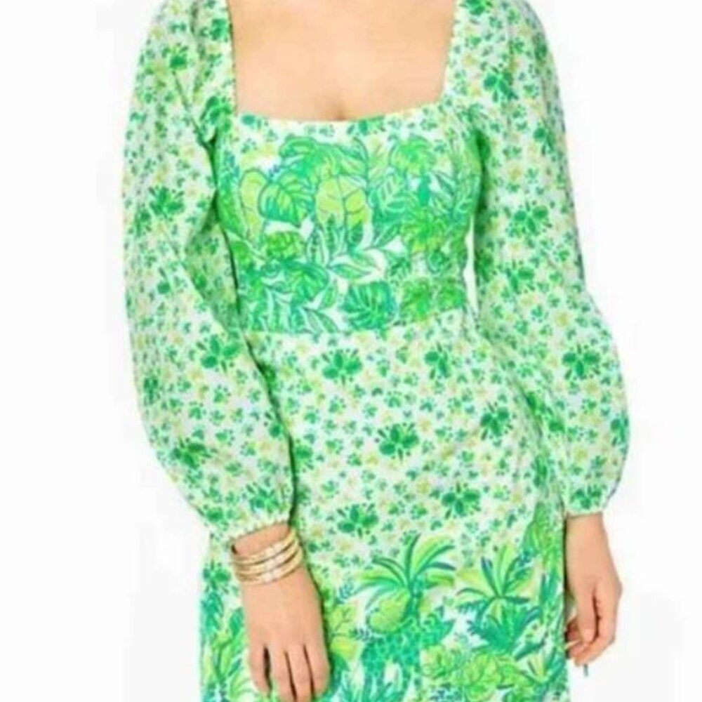 NWT $238 Lilly Pulitzer Womens Esteli Hybrid Dress Romper Green Puff Sleeve 2